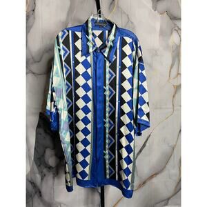 Ceta Italiana Silk Abstract Button-Up Shirt Sz.2XL